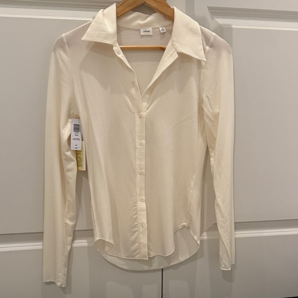 Aritzia Wilfred Pose Top | Light Birch (Cream) | Size S | NWT